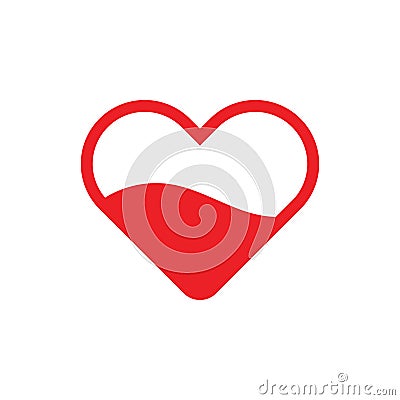 Romantic half heart. Vector illustration isolated white background Cartoon Illustration