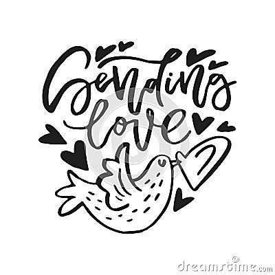 Romantic Handdrawn Lettering Vector Illustration