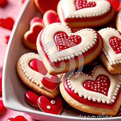 Heart shaped cookies to celebrate romance, love and Valentine's day Stock Photo