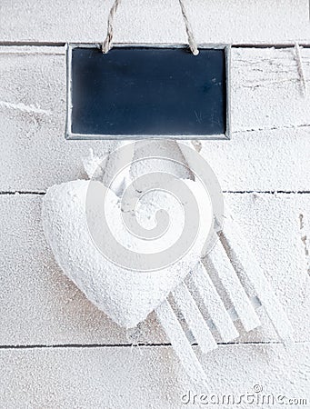 Romantic Heart On White Boards Stock Photo