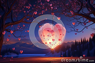 Romantic HeartShaped Paper Lantern Releases Stock Photo