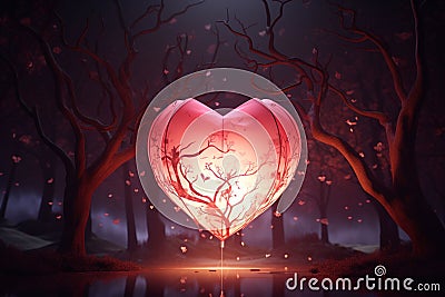 Romantic HeartShaped Paper Lantern Releases Stock Photo