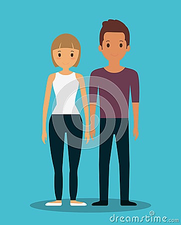 romantic heterosexual couple full body icon image Cartoon Illustration