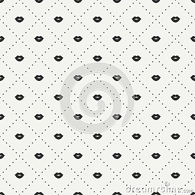 Romantic hipster lips kiss seamless pattern Vector Illustration