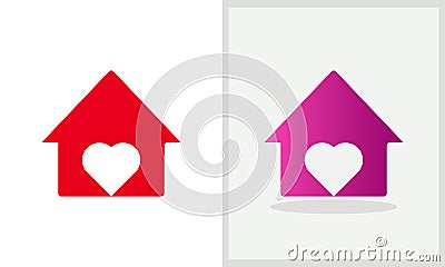 Romantic House logo design. Home logo with Heart concept vector. Love and Home logo design Vector Illustration