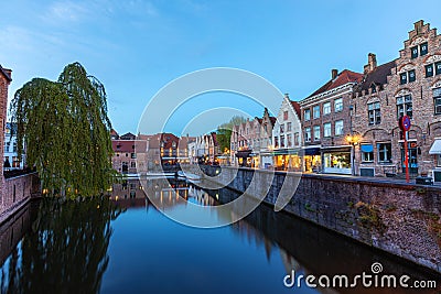 Romantic houses along the river canal in the old city of Europe Editorial Stock Photo