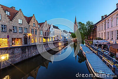 Romantic houses along the river canal in the old city of Europe Editorial Stock Photo