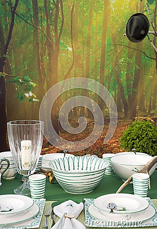 Romantic hunter table setting Stock Photo