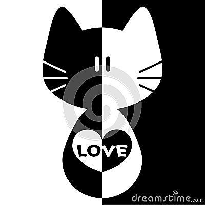 Romantic illustration with kitty Vector Illustration