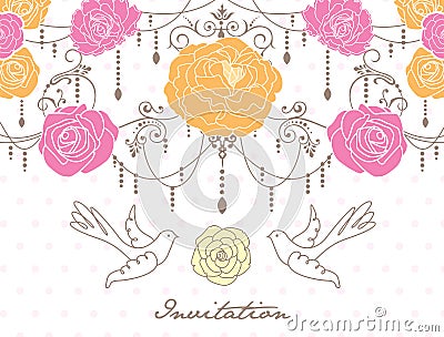 Romantic invitation card Vector Illustration