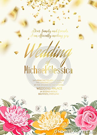 Romantic invitation card Vector Illustration