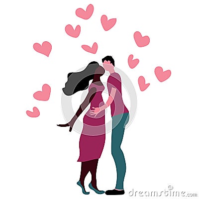 Romantic kiss, kissing lovers, valentine day Vector Illustration