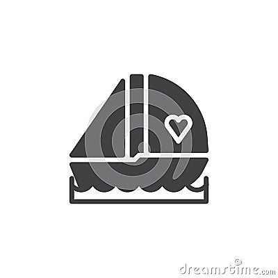 Romantic love boat icon vector Vector Illustration