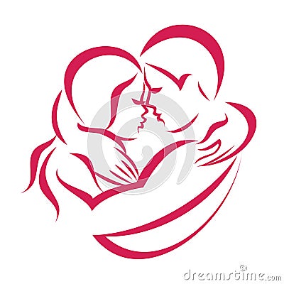 Romantic love couple icon Vector Illustration