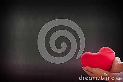 Romantic lovely valentine concept with hand gently raise up red Stock Photo