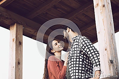 Romantic loving couple staring at each other Stock Photo