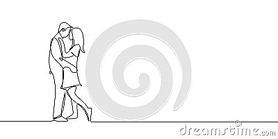 Romantic marriage one line drawing vector illustration Vector Illustration