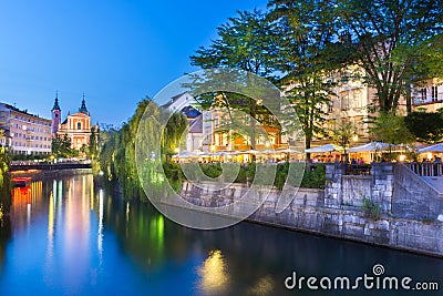 Romantic medieval Ljubljana, Slovenia. Stock Photo