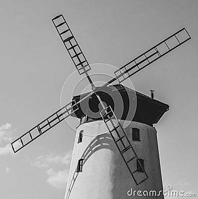 Romantic Mill 1, Black and White, Detail, Europe Stock Photo