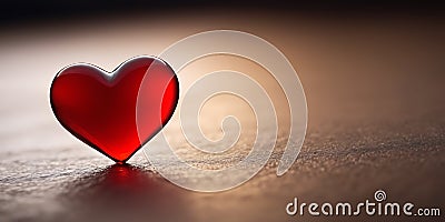 Romantic morning background with red glass heart Stock Photo