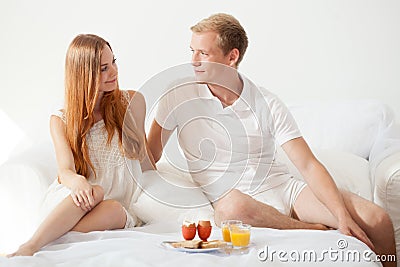 Romantic morning in bed Stock Photo