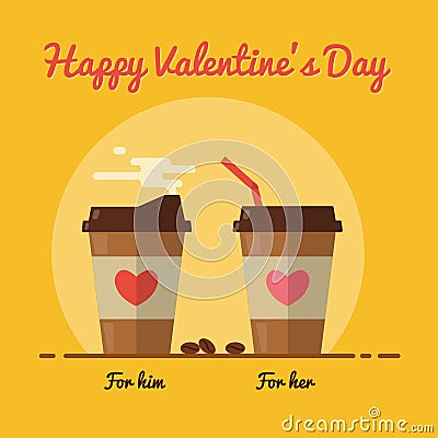 Romantic morning with coffee for two Vector Illustration