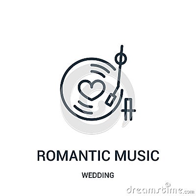 romantic music icon vector from wedding collection. Thin line romantic music outline icon vector illustration. Linear symbol for Vector Illustration