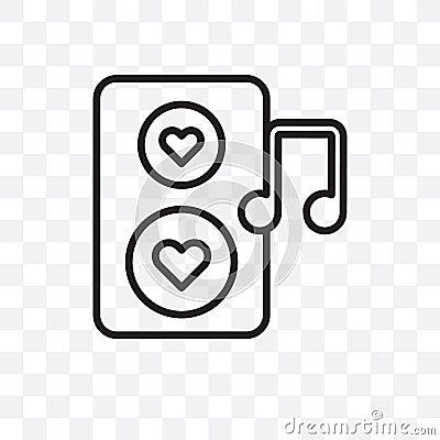 Romantic music vector linear icon isolated on transparent background, Romantic music transparency concept can be used for web and Vector Illustration