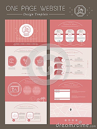 Romantic one page website template design Vector Illustration