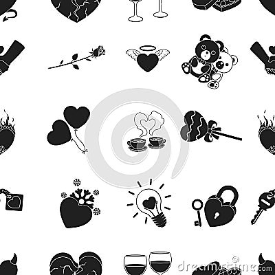 Romantic pattern icons in black style. Big collection of romantic vector symbol stock illustration Vector Illustration