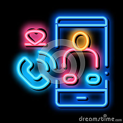 Romantic Phone Call neon glow icon illustration Vector Illustration