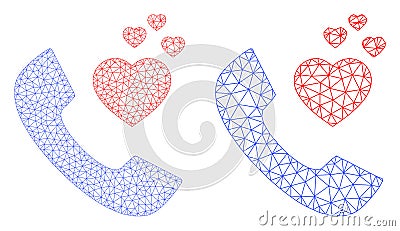 Romantic Phone Icon - Vector Triangle Mesh Vector Illustration