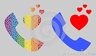 Rainbow Romantic phone Collage Icon of Spheres Vector Illustration