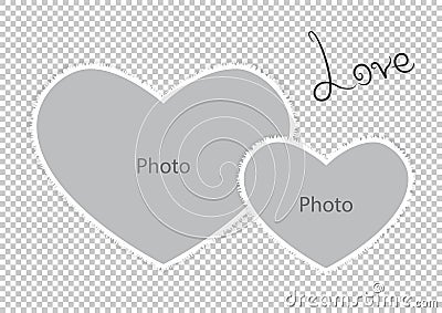 Romantic photo frame form hearts of St Valentines Day Vector Illustration