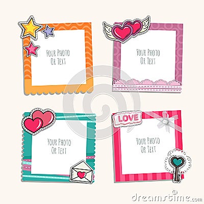 Romantic photo frame Vector Illustration