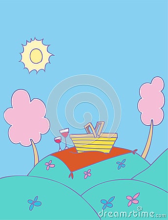 Romantic Picnic Vector Illustration