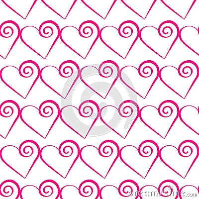 Romantic pink heart pattern. Vector illustration for holiday design. Many flying hearts on white background. Cartoon Illustration