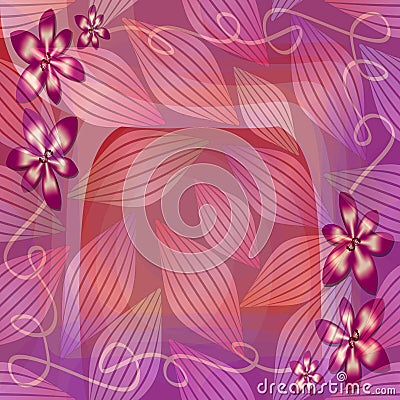 Romantic pink and purple semitransparent background with floral and leaf motif. Beautiful decoration for Valentine's day Stock Photo