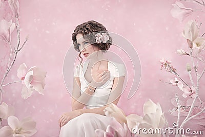 Romantic portrait of bride Stock Photo