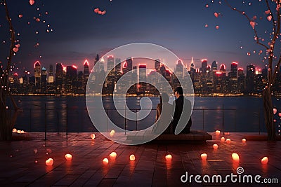 Romantic Proposal Scenes in Iconic Urban Stock Photo