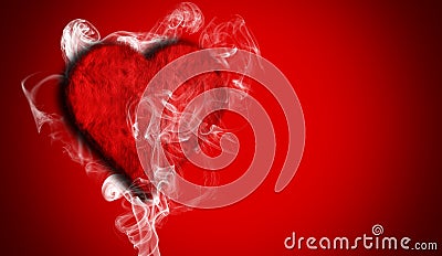 Romantic red love heart with smoke on background for copy space Stock Photo