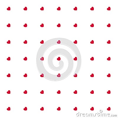 Romantic Red Seamless Polka Hearts Vector Pattern Background for Valentine Day or Mother`s Day. Scrapbooking, Invitation. Vector Illustration