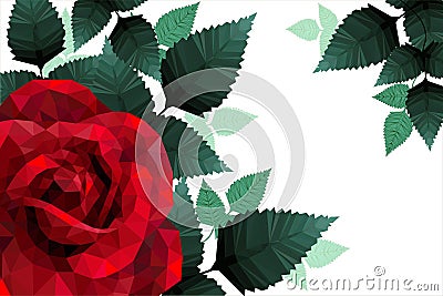 Romantic rose heart for valentine day low poly style Vector Illustration