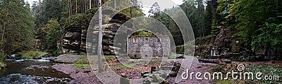 Romantic ruin of Dolsky mlyn in Ceskosaske Svycarsko national park Stock Photo