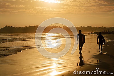 Romantic scenery of Weligama beach with amazing sunset Stock Photo