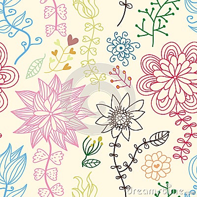 Romantic seamless floral pattern Vector Illustration