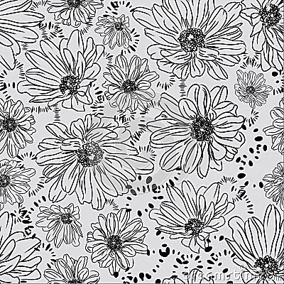 Romantic seamless pattern with beautiful daisy flo Vector Illustration