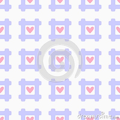 Romantic seamless pattern with hashtags and hearts. Cute girl print. Vector Illustration