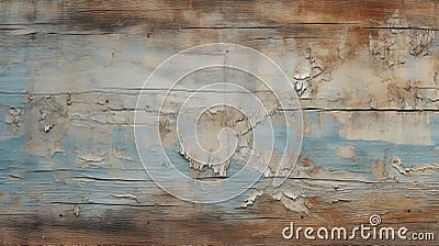 Romantic Seascapes: Painted Wood With Cracks And Scratches In Light Blue And Dark Beige Stock Photo