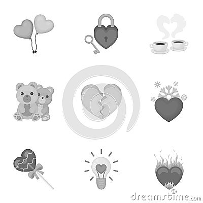 Romantic set icons in monochrome style. Big collection of romantic vector symbol Vector Illustration